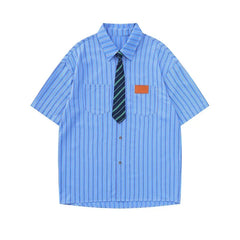 Spring Necktie Striped Shirt
