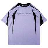 Retro Patchwork Oversized Striped T-Shirt