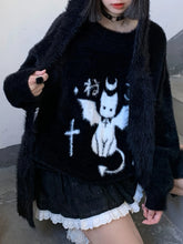 Y2k Demon Dream Cat Knitted Sweater