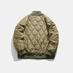 Retro Patched Zip-up Puffer Jacket
