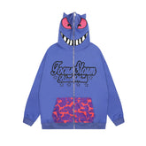 Monster Face Oversized Zip-up Hoodie