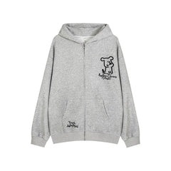 Good Puppy Embroidery Zipper Hoodie