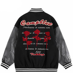 Harajuku Floral Rose Varsity Jacket