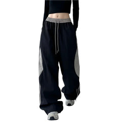 Patchwork Striped Sports Wide Leg Pants
