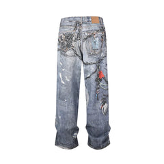 Y2K Chain Frayed Jeans