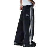 Y2K Black & White Striped Baggy Jeans