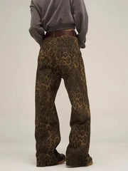 Y2K Leopard Flair High-Waisted Pants