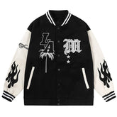 Y2K Flame Lethear Baseball Jacket
