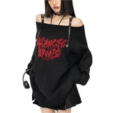 Y2k Gothic Slash Noir Sweater