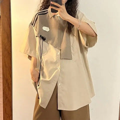 Y2K Patchwork Oversized Women's Shirt