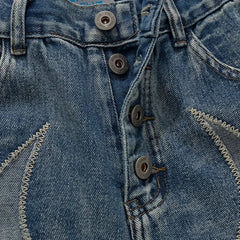 Flame Embroidery Denim Jeans