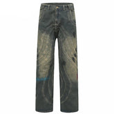 Y2k Dirty Striped Baggy Denim