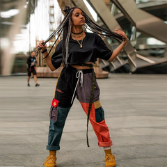 Corduroy Color Block Cargo Pants