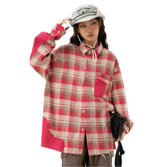 Pink Ladies Plaid Flannel Shirt