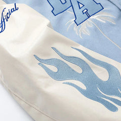 Y2K Flame Lethear Baseball Jacket