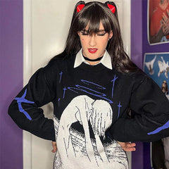 Y2k Gothic Evanglion Puddle Sweater