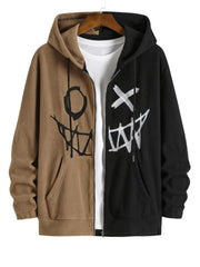 Spooky Smiles Colorblock Fleece Zipper Hoodie