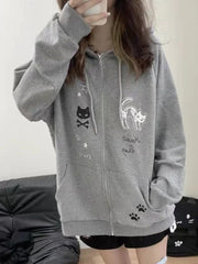 Y2K Kitty Paw Print Hoodie