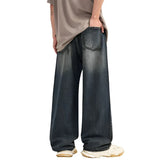 Washed Wide Leg Blue Denim Jeans