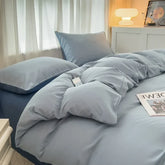 Solid Color Brushed Fabric Bed Set Duvet Cover Pillowcase Bedding Set Bed Sheet Quilt Cover Single Queen King Size 4 Pieces Sets