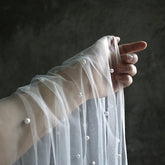 Elegant Wedding Birthday Party Pearl Tablecloth Decor Tulle Cake Dessert Buffet Table Cover Stylish Backdrop Curtain Photo Prop