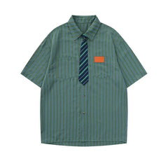 Spring Necktie Striped Shirt