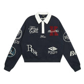 Urban Embroidered Lapel Sweatshirt