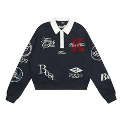 Urban Embroidered Lapel Sweatshirt