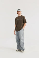Washed Splashed Wide Leg Cargo Pant