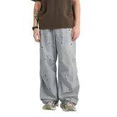 Washed Splashed Wide Leg Cargo Pant