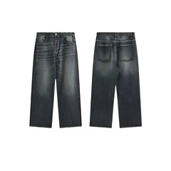 Washed Wide Leg Blue Denim Jeans