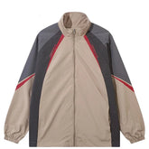 Patchwork Striped Zipper Thin Jacket