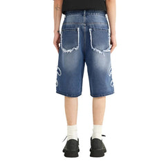Patchwork Distressed Denim Shorts