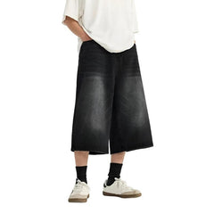 Wide Leg Washed Denim Jort