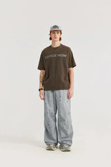 Washed Splashed Wide Leg Cargo Pant