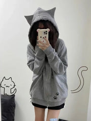 Y2K Kitty Paw Print Hoodie