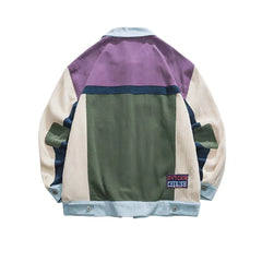 Retro Patchwork Colorful Bomber Jacket