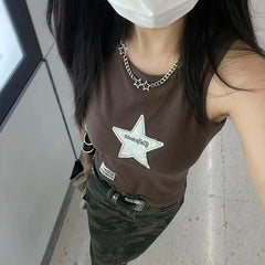 Y2K Ribbed Star Crop Top