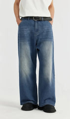 Classic Washed Denim Blue Jeans