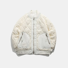 Retro Patched Zip-up Puffer Jacket