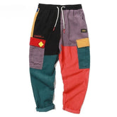 Corduroy Color Block Cargo Pants