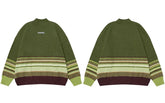 Y2K Knitted Stripe Patchwork Turtleneck Sweater