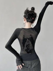 Y2K Sleek Long-Sleeve Fitted T-shirt