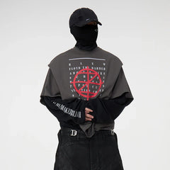 Y2k Deconstruction Splicing Fake Two-piece Pullover