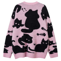 Cat Chaos Fish Knitted Sweater