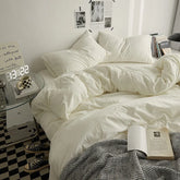 Bed Sheet Set Ins Style Double Color Washed Cotton Bed Sheet Quilt Cover Sheet 3-piece Set Comforter Set Queen King Size