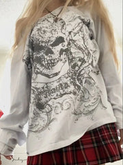Punk Skull Off-Shoulder Sweater