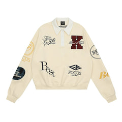 Urban Embroidered Lapel Sweatshirt