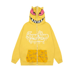 Monster Face Oversized Zip-up Hoodie