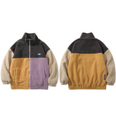 Patchwork Color Blocks Furry Jacket